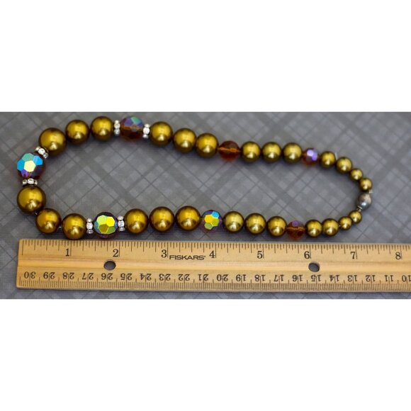 Vintage Golden Beaded Choker Necklace, 16 Inches, G38 - Picture 3 of 3